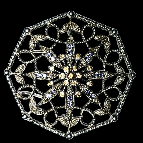 Vintage Edwardian pendant / brooch with gemstones in Sterling Silver - Picture 8 of 16